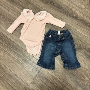 Baby Gap Girls Pink Top Jeans Outfit Size 3-6 Months